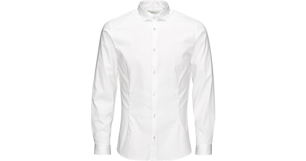Jack & Jones Casual Slim Fit Long Sleeved Shirt - White/White • Se priser  nu »