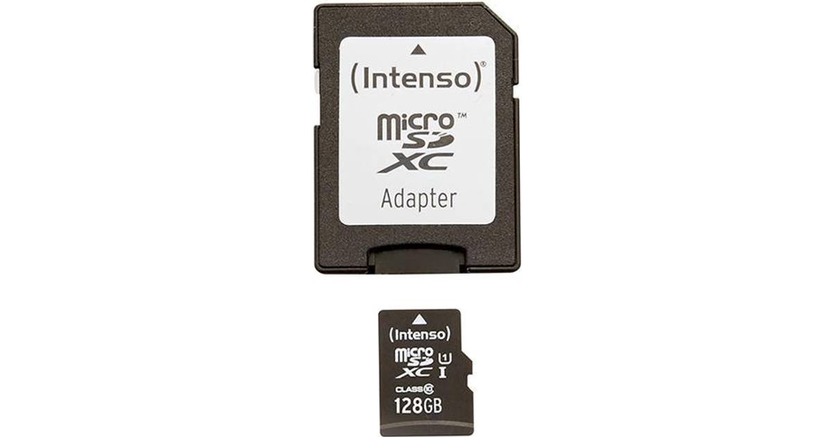 Intenso Premium MicroSDXC Class 10 UHS-l U1 45MB/s 128GB +Adapter • Se  priser nu »