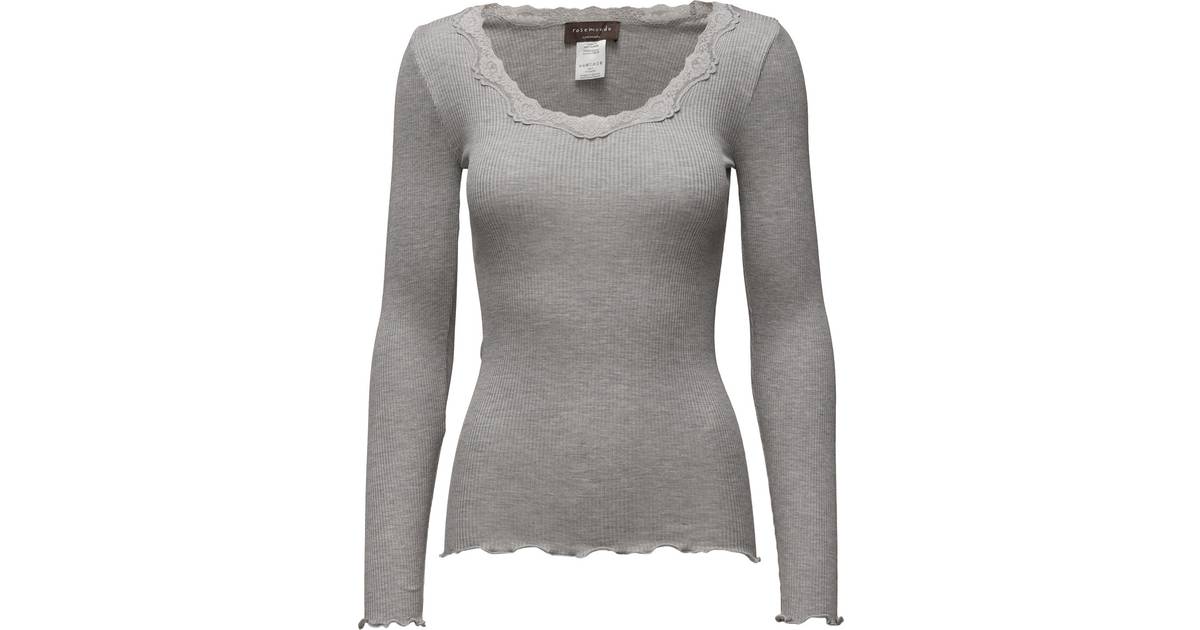 Rosemunde Silk T-Shirt Regular LS W/Rev Vinta - Light Grey Melange • Pris »
