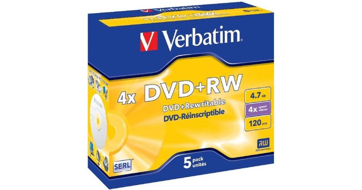Verbatim DVD+RW 4.7GB 4x Jewelcase 5-Pack • Se pris »