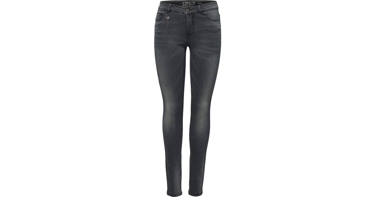 Only Carmen Reg Sk Skinny Fit Jeans Grey/Medium Grey Denim • Pris »