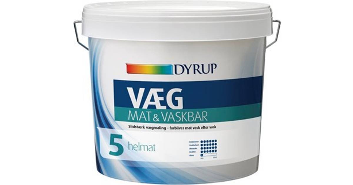 Dyrup Mat & Washable 5 Vægmaling Hvid 4.5L • Priser »