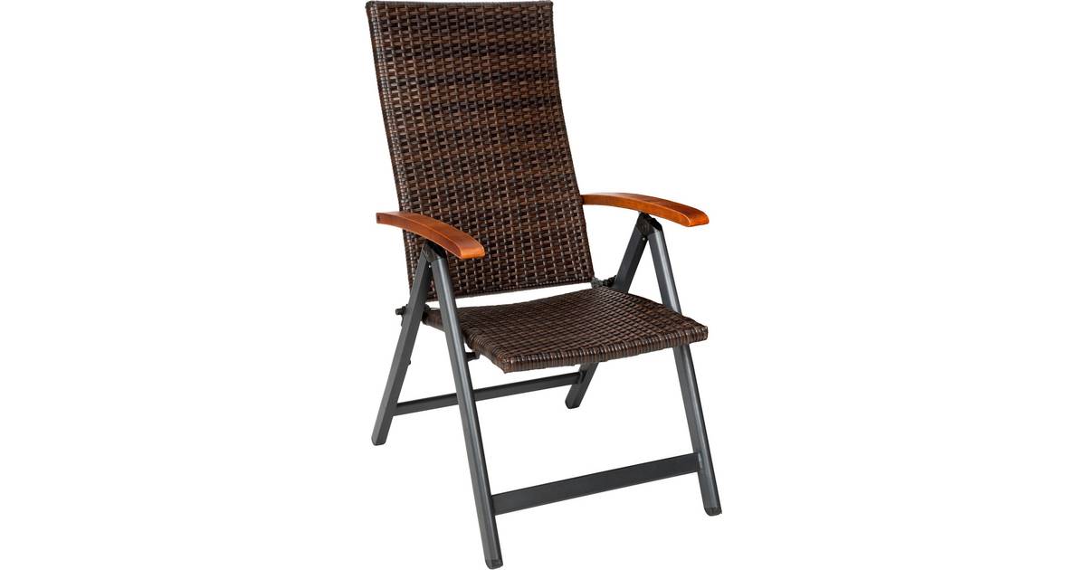 Tectake Luksus klapstol i aluminium og polyrattan Positionsstol • Pris »