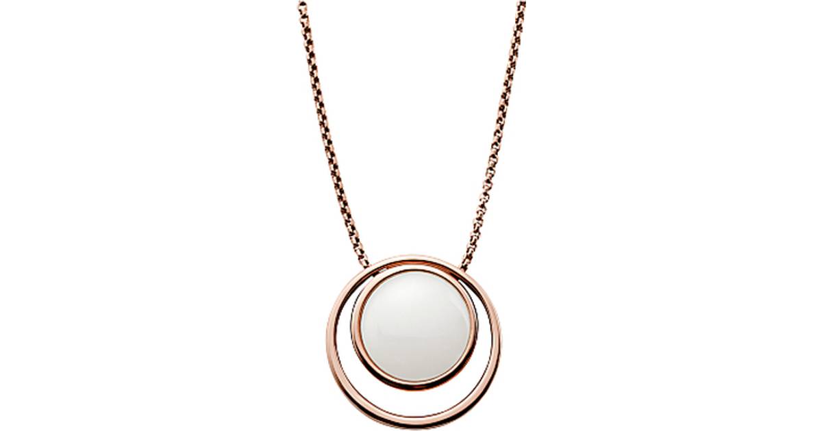 Skagen Sea Glass Double Round Pendant Necklace - Rose Gold/White • Se  priser nu »