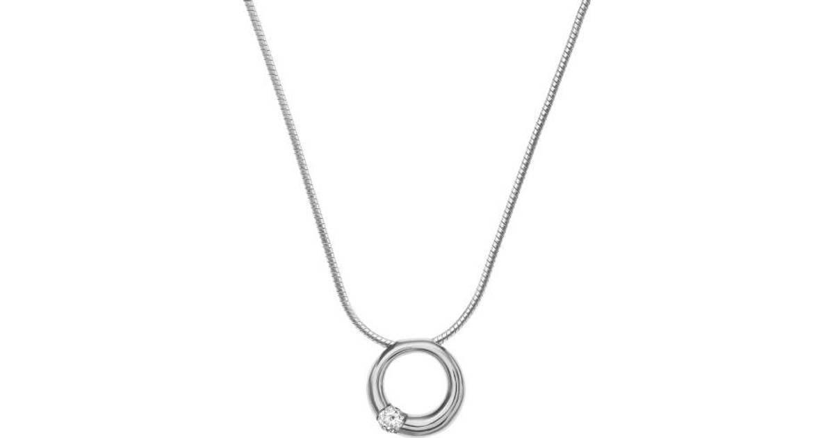 Skagen Elin Circle Steel Necklace w. Cubic Zirconia (SKJ0308040) • Se  priser nu »