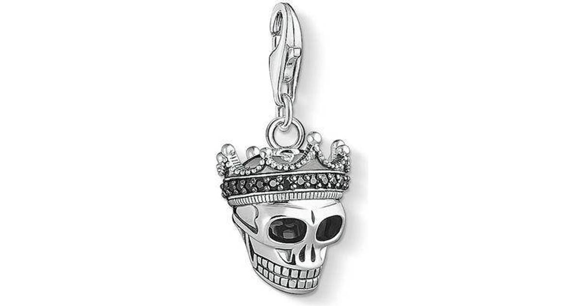 Thomas Sabo Skull King Charm Pendant - Silver/Black • Se priser nu »