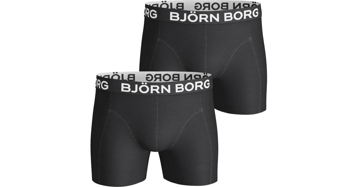 Björn Borg Solid Cotton Stretch Shorts 2-pack - Black • Pris »