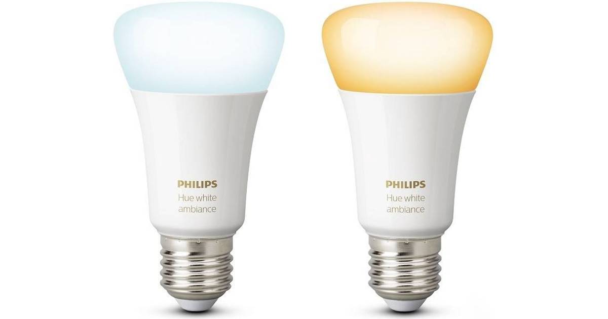 Philips Hue White Ambiance LED Lamp 9.5W E27 2 Pack • Pris »