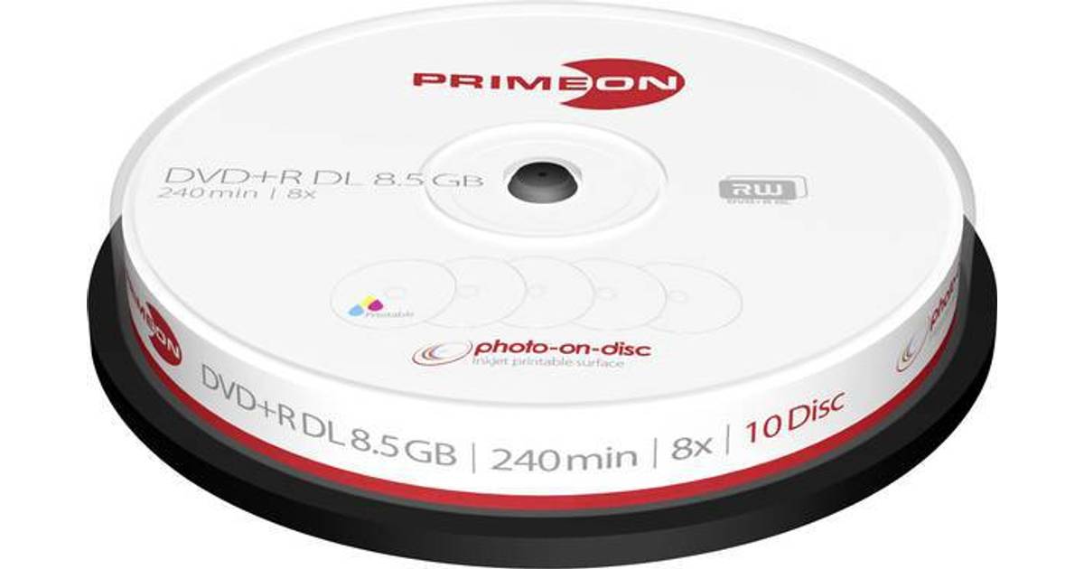 Primeon DVD+R DL 8.5GB 8x Spindle 10-Pack Inkjet (2761254) • Pris »