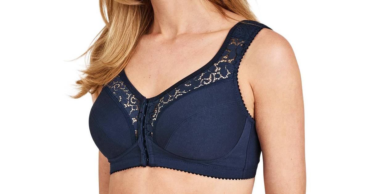 Miss Mary of Sweden Cotton Lace Non-Wired Front-Closure Bra - Dark Blue •  Pris »