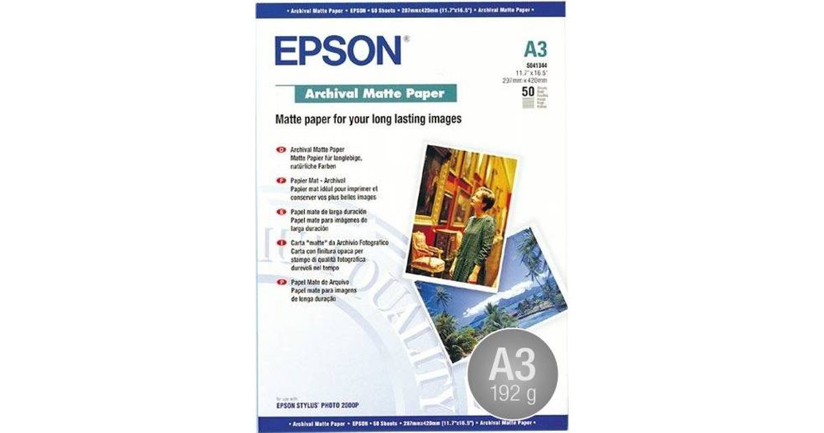 Epson Archival Matte 192g A3 50 • Se priser (21 butikker) »