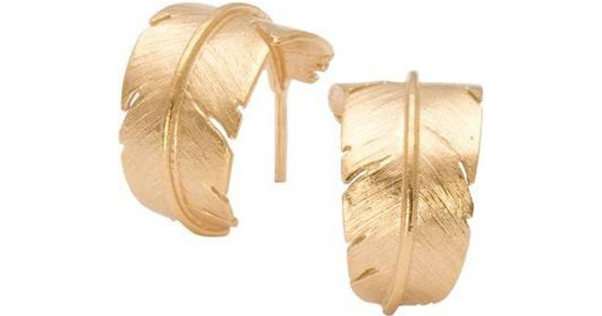 Heiring Feather Creol Earrings - Gold • PriceRunner »