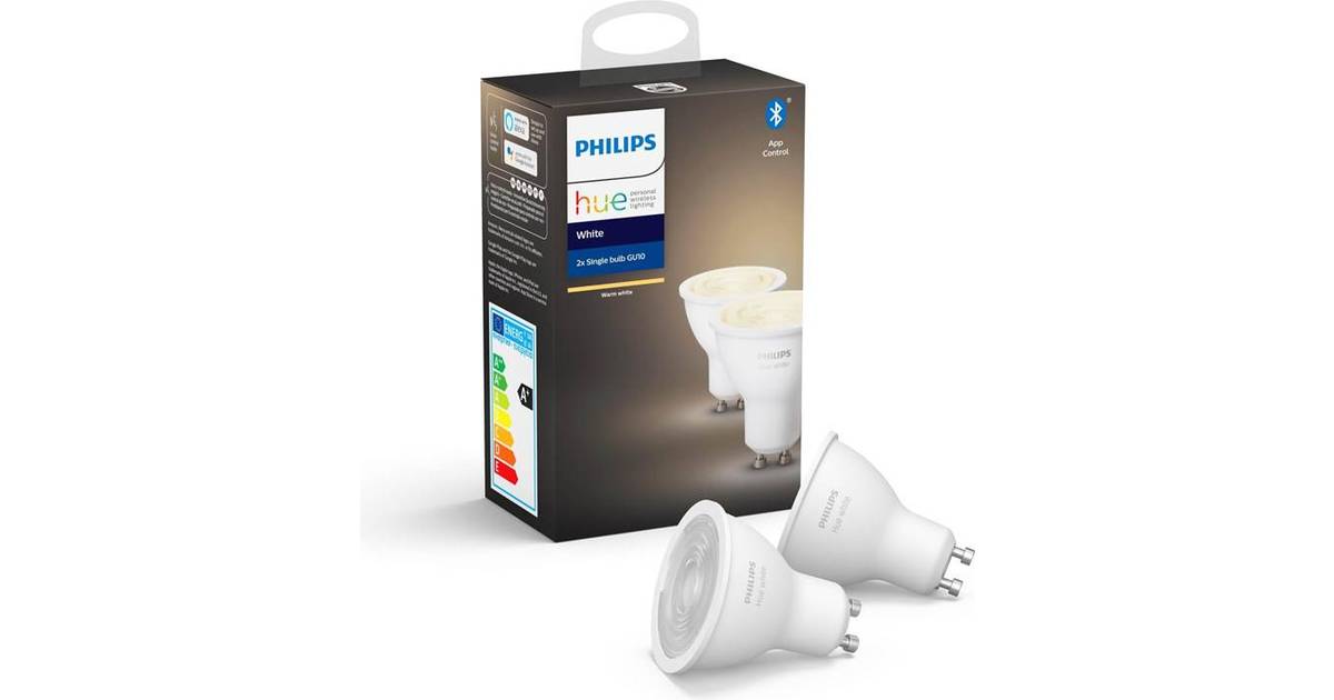 Philips Hue White Bluetooth LED Lamps 5.2W GU10 2-pack • Se priser ...