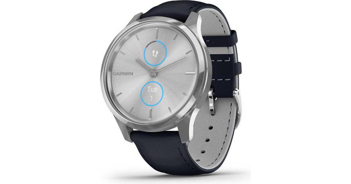Garmin Vivomove Luxe 42mm Stainless Steel Case with Leather Band • Pris »