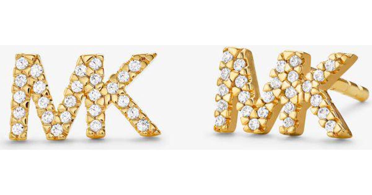 Michael Kors Precious Logo Earrings - Gold/Transparent • Se priser nu »