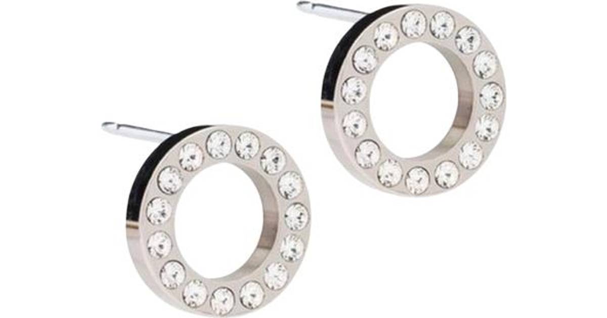 Blomdahl Brilliance Puck Hollow Earrings 10mm - Silver/Transparent • Se  priser nu »