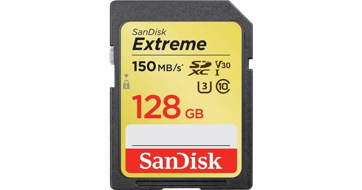 SanDisk SDXC Class10 UHS-I U3 V30 150/70MB/s 128GB • Pris »