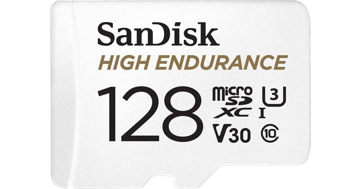 tirsdag korn Michelangelo SanDisk High Endurance microSDXC Class 10 UHS-I U3 V30 128GB +Adapter •  Pris »