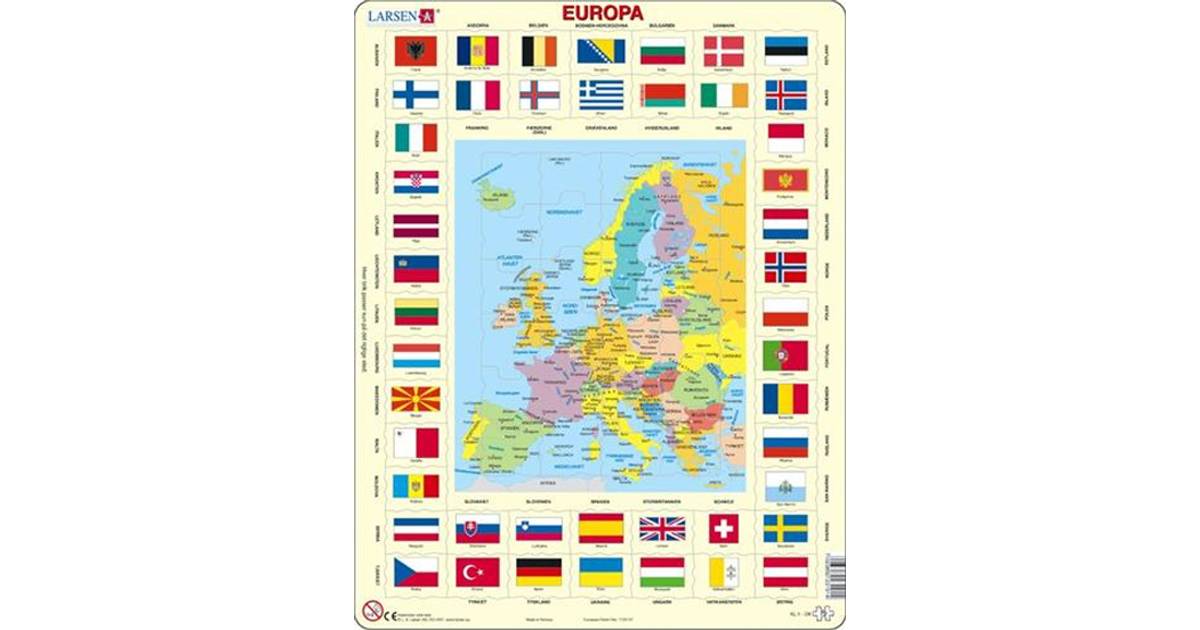 Larsen Flags And Political Map Of Europe 70 Pieces • Pris 7068