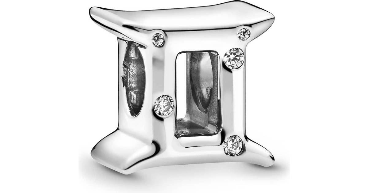 Pandora Sparkling Gemini Zodiac Charm - Silver/Transparent • Se priser nu »