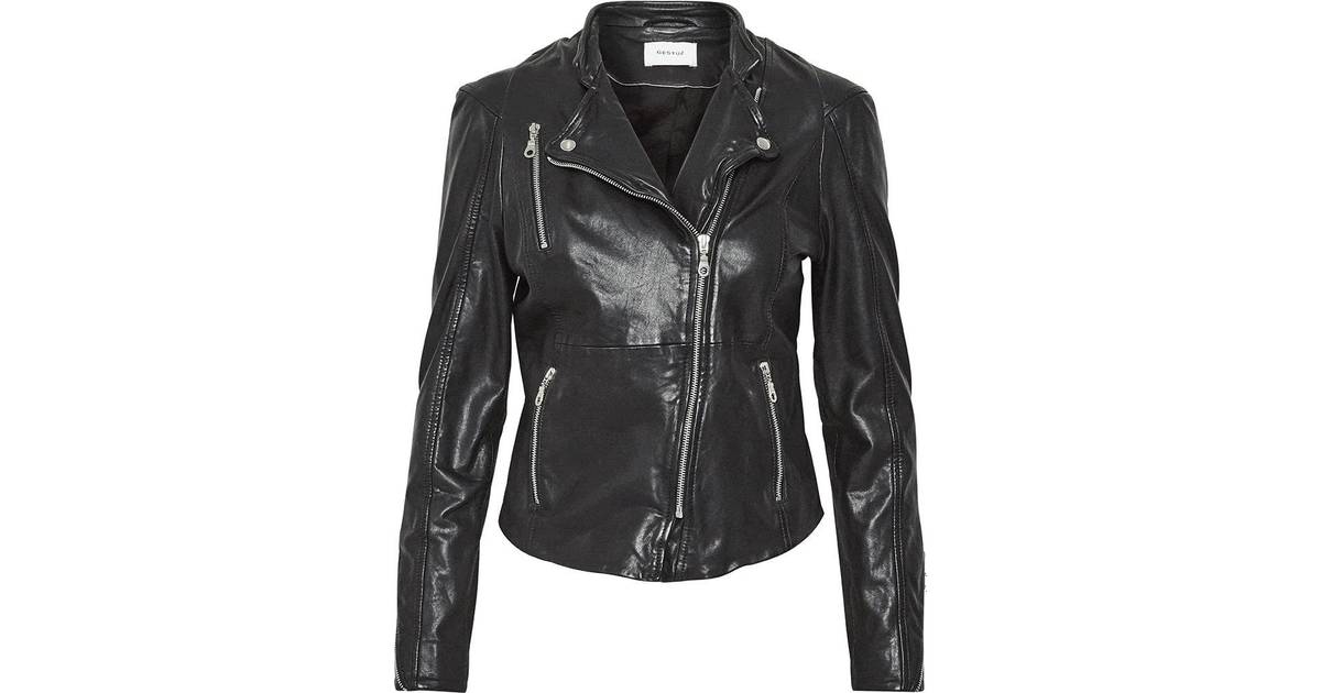 Gestuz Joannagz Leather Jacket - Black • Se priser »