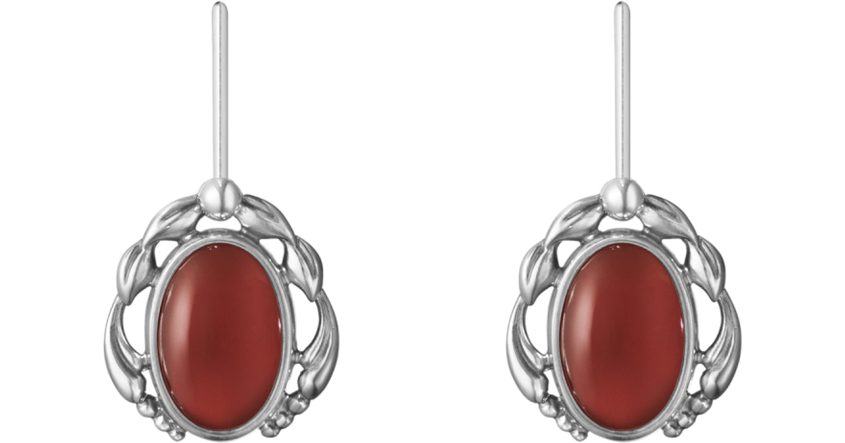 Georg Jensen Heritage Earrings - Silver/Red • Se pris