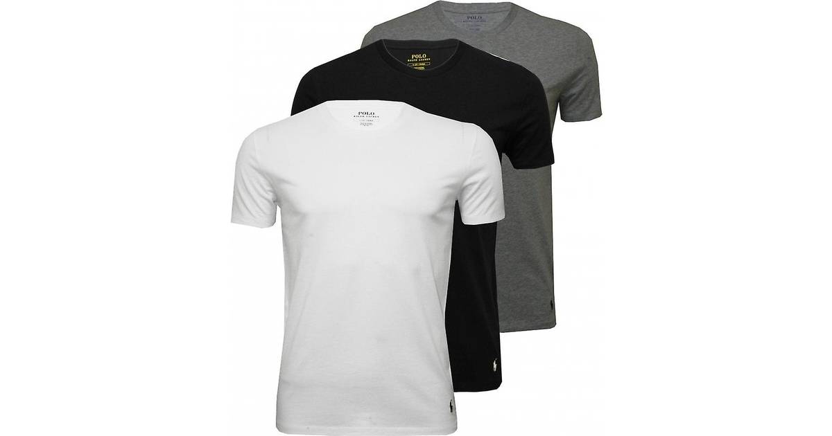 Polo Ralph Lauren Cotton Crew Neck T-shirt 3-pack - Black/Grey/White • Pris  »