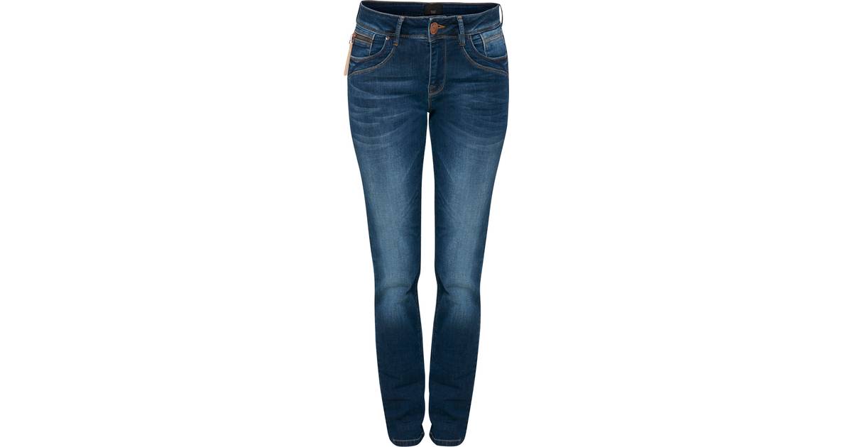 PULZ Jeans Karolina Highwaist Straight Jeans - Medium Blue Denim • Pris »