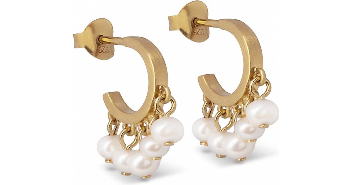 ENAMEL Copenhagen Freydis Earrings - Gold/White • Se priser hos os »