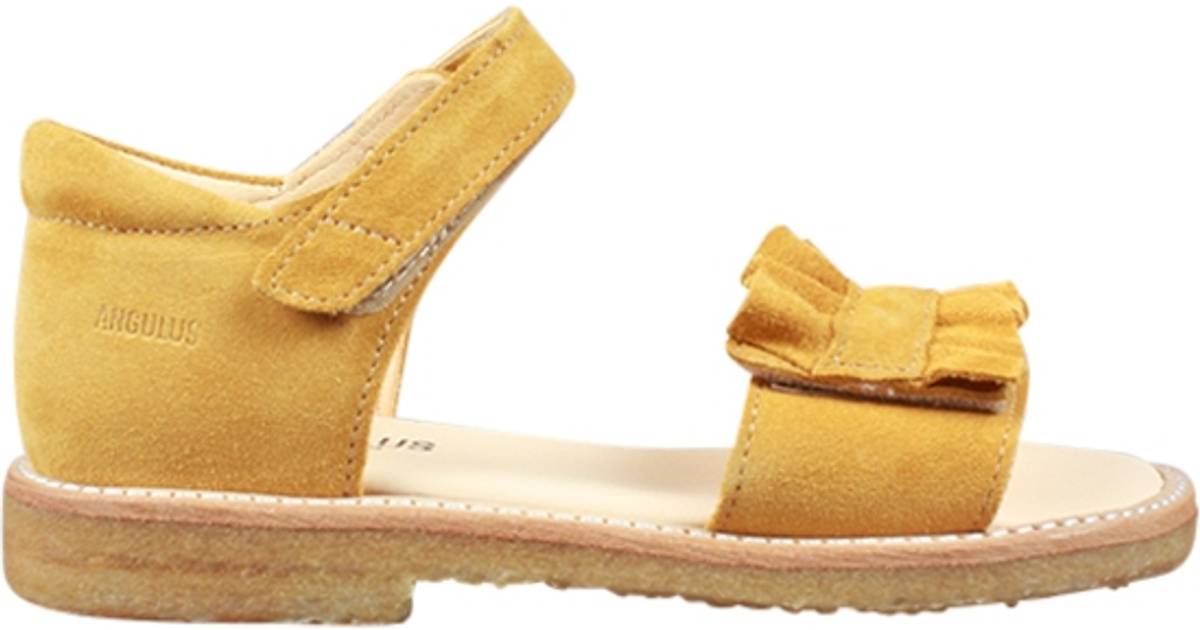 Angulus Sandal with Adjustable Velcro Straps and Ruffle Detail - Yellow •  Se priser nu »