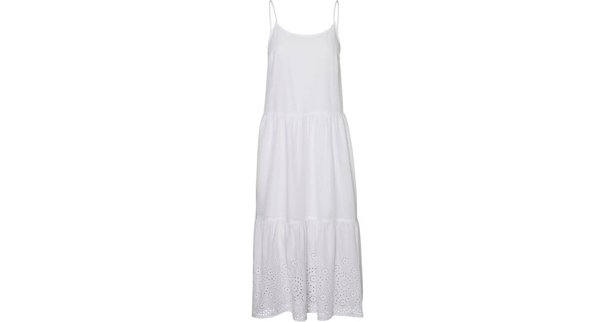 Vero Moda Embroidered Maxi Dress - White/Snow White • Se priser nu »