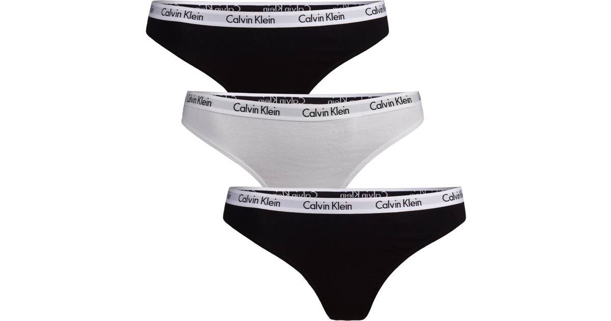 Calvin Klein Carousel Thongs 3-pack - Black/White/Black • Pris »