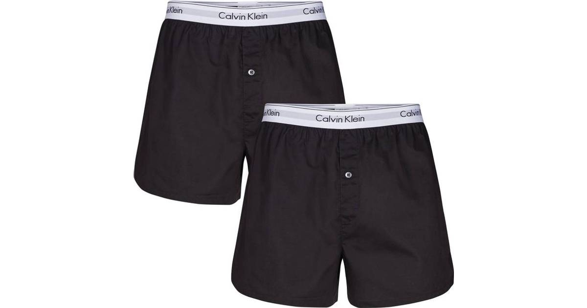 Calvin Klein Modern Cotton Slim Fit Boxers 2-pack - Black/Black • Pris »