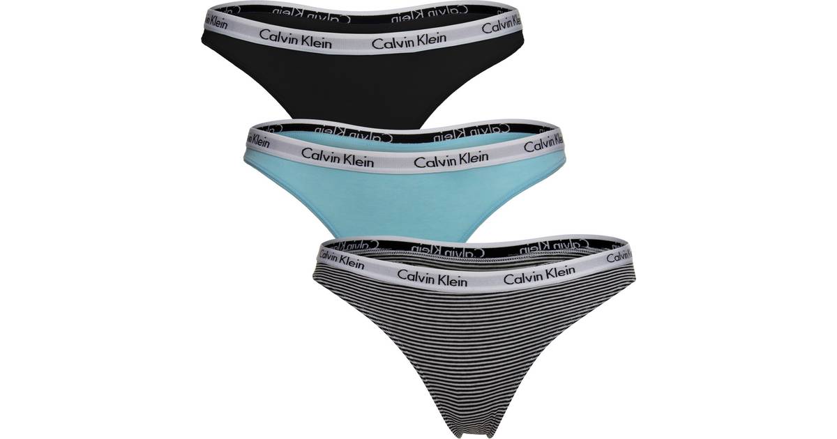 Calvin Klein Carousel Thongs 3-pack - Black/Frozen/Feeder Stripe Black