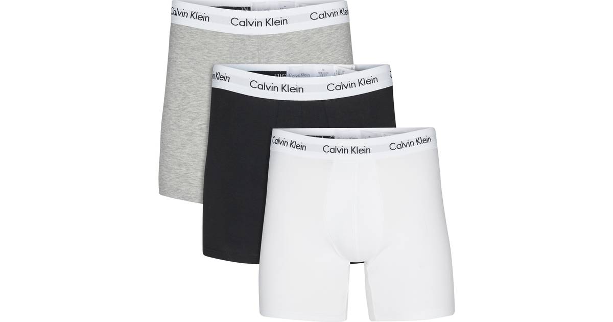 Calvin Klein Cotton Stretch Boxers 3-pack - Black/White/Grey Heather • Pris  »