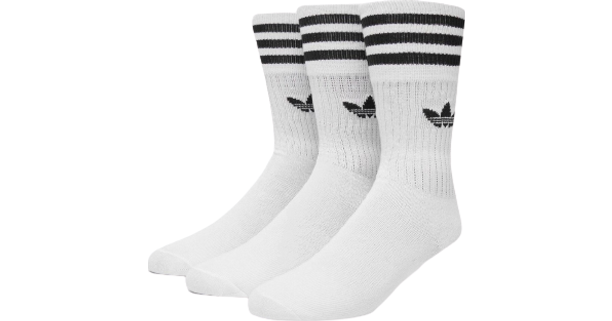 Adidas Originals Solid Crew Socks 3-pack - White/Black • Pris »