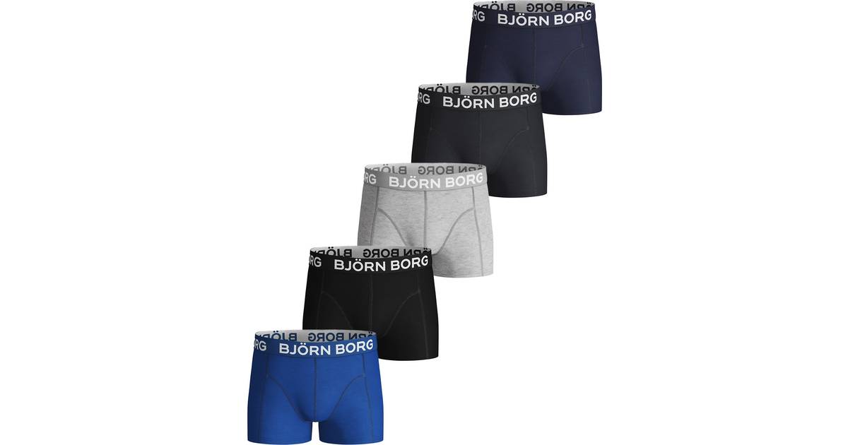 Björn Borg Sammy Solid Shorts For Boys 5-Pack - Blue Depths  (9999-1306_70101) • Pris »