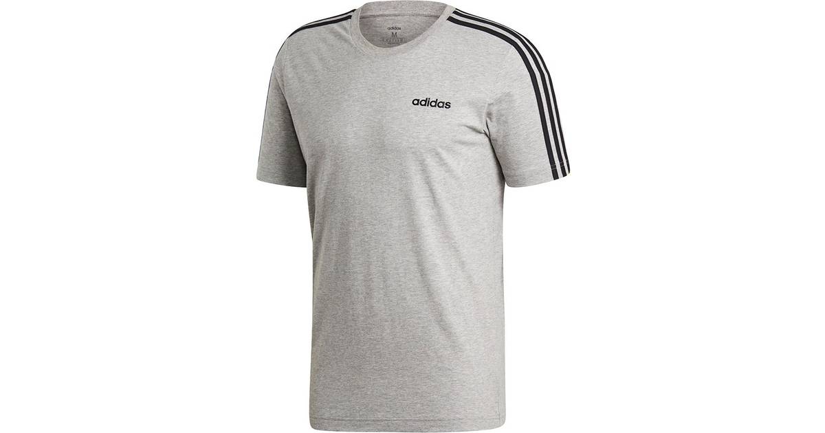 Adidas Essentials 3-Stripes T-shirt Men - Medium Grey Heather/Black • Pris »