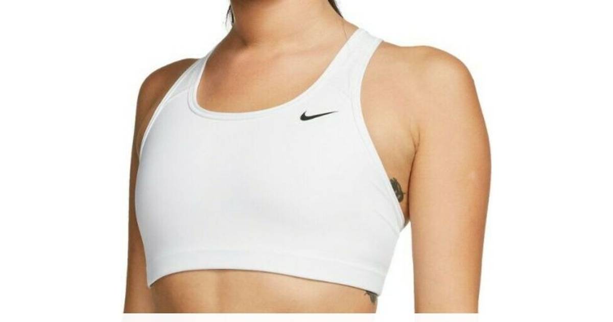 Nike Medium Support Swoosh Sports Bra - White/Black • Pris »