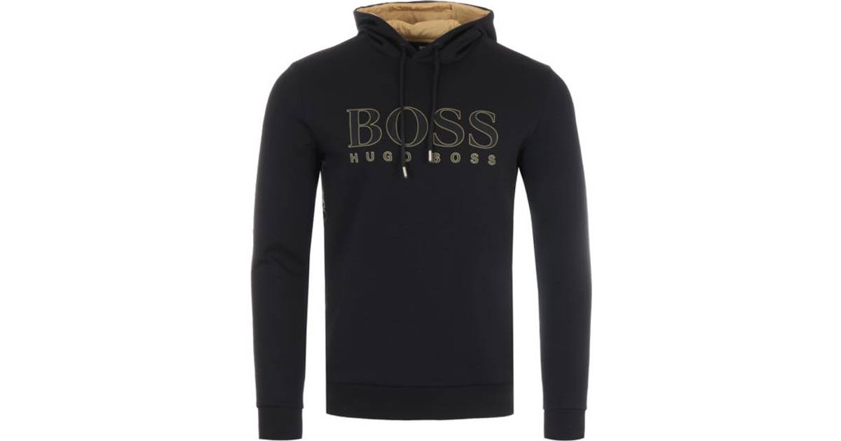 Boss Sweatshirt with Gold-Tone Hoodie Lining and Logo - Black • Pris »