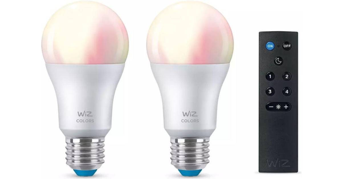 Wiz A60 + Wizmote LED Lamps 8W E27 2-pack • Se pris »