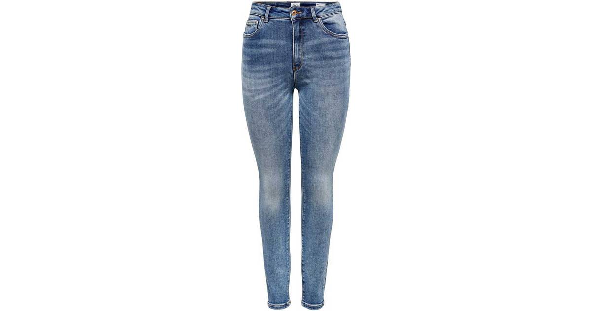 Only Mila Hw Ankle Skinny Fit Jeans - Blue/Medium Blue Denim • Pris »