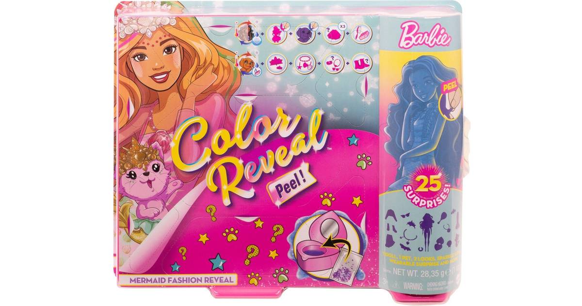 Barbie Color Reveal Peel Doll with 25 Surprises & Mermaid Fantasy Fashion  Transformation • Pris »