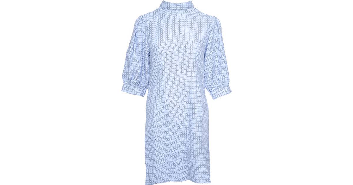Noella Vix Cotton Dress - Sky Blue Check • Se pris »