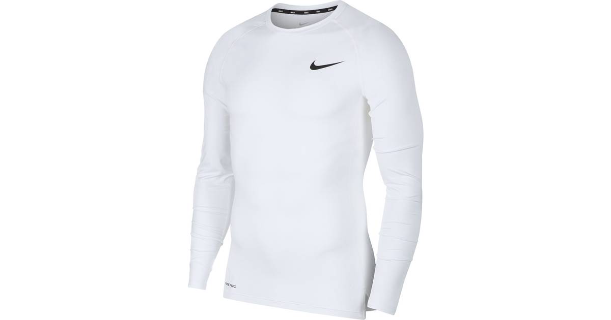 Nike Pro Long Sleeve Top Men - White/Black • Priser »