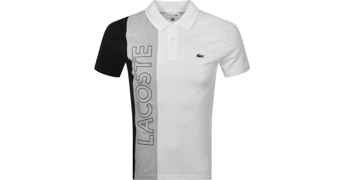 Lacoste Regular Fit Colourblock Ultra-Lightweight Knit Polo Shirt -  White/Silver Chine/Black • Pris »