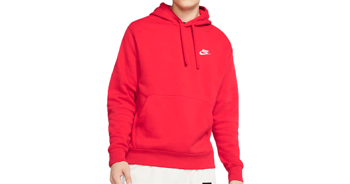 Nike Club Fleece Pullover Hoodie - University Red/University Red/White •  Pris »