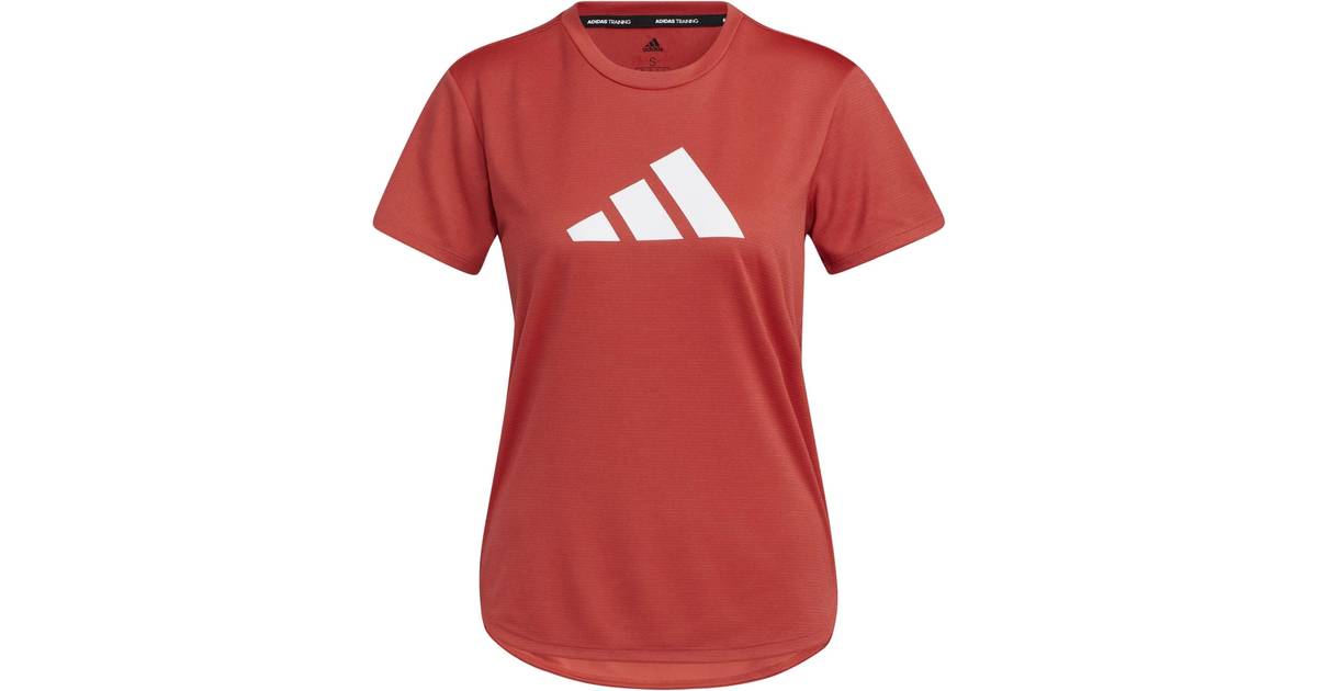 Adidas 3 Bar Logo T-shirt Women - Crew Red/White • Pris »