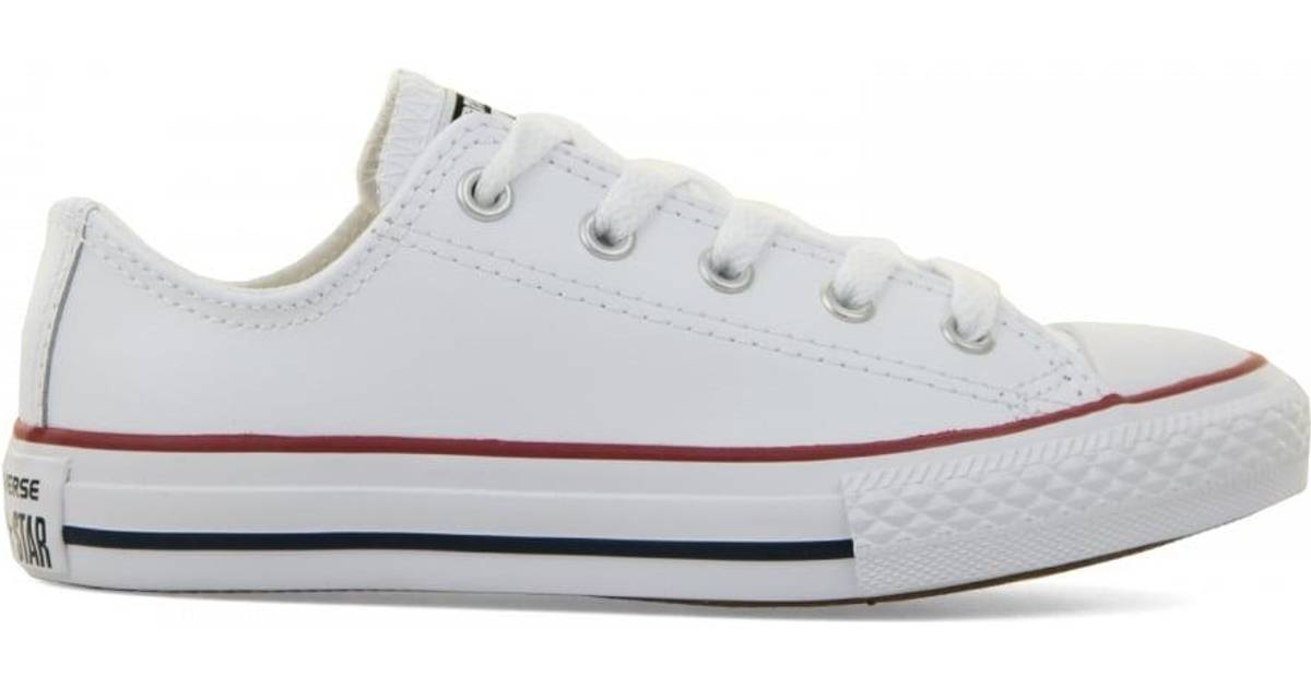 Converse Kid's Leather Chuck Taylor All Star Low Top - White/Garnet/Navy •  Pris »