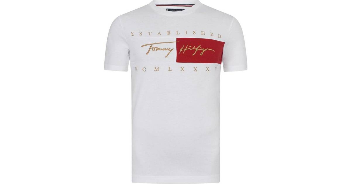 Tommy Hilfiger Signature Logo Embroidery T-shirt - White • Pris »